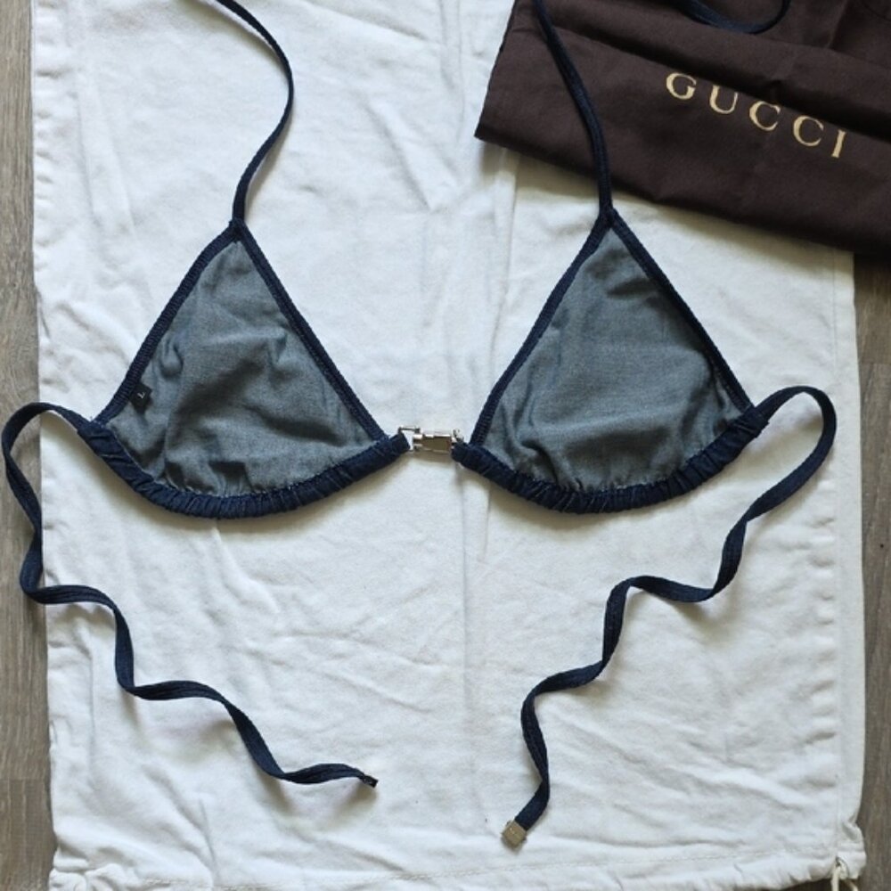 NEW, Gucci Stretch Denim Jackie Piston Lock Bikini - Picture 13 of 16